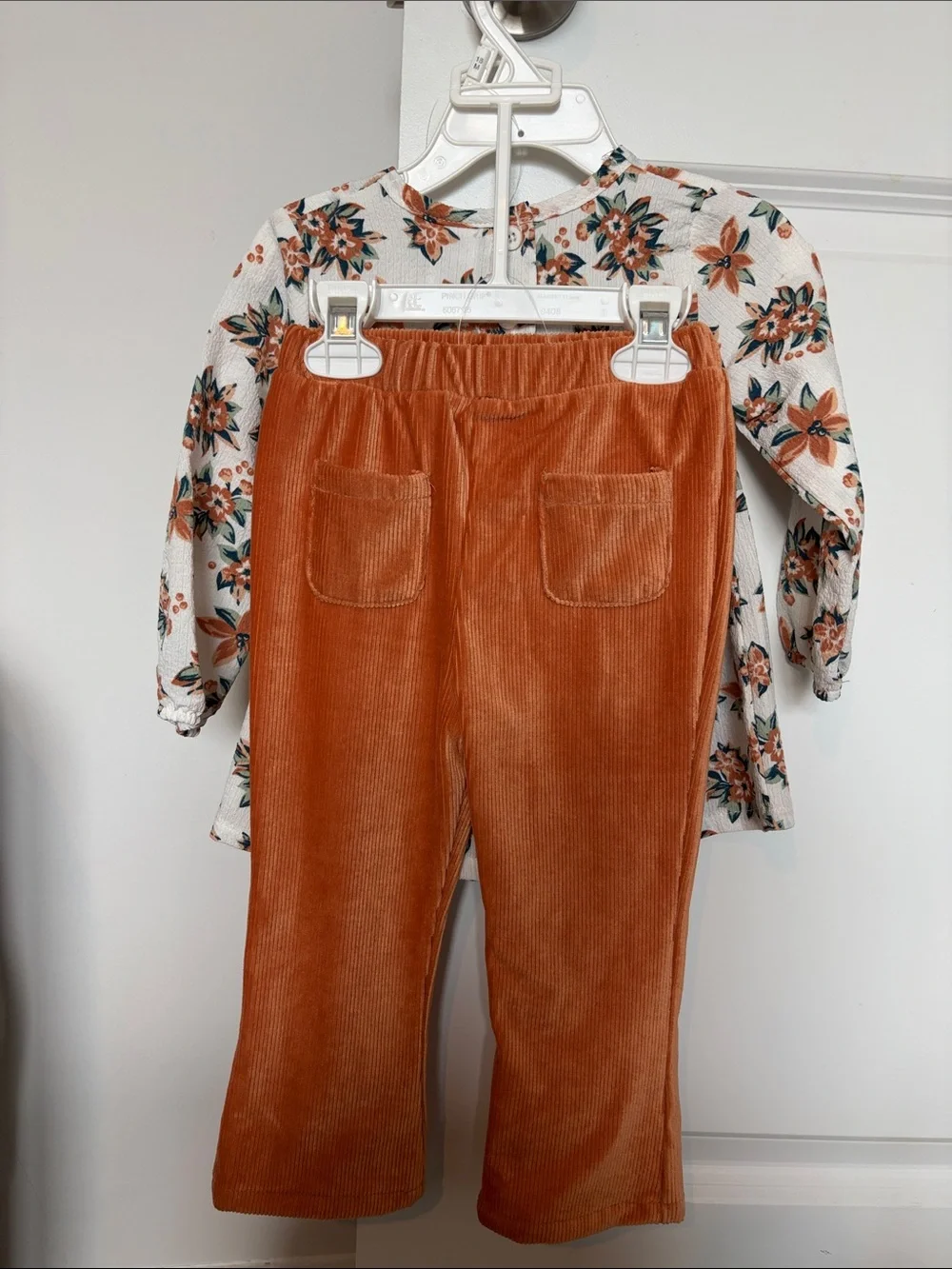 Kids Floral Smocked Top and Pant in Cream and Rust by Daisy Fuentes